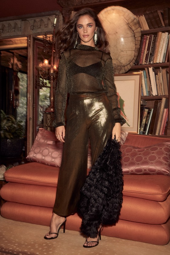 Yves Saint Laurent Vintage Pants W Faux Chain & Gold Button Details – Modig
